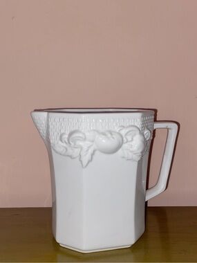 VINTAGE HIMARK HARVEST Basket Weave Ceramic Cream Pitcher Off White